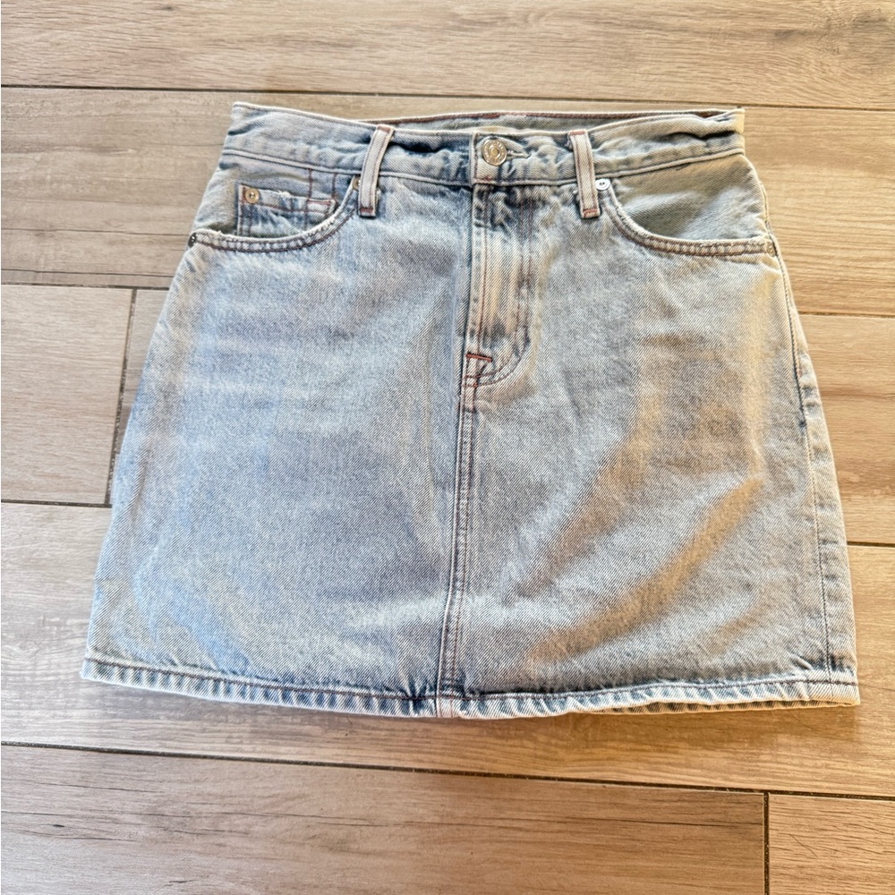7 For All Mankind Light Blue Mini Skirt